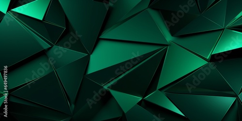 Green Glossy Surface Creative Abstract Geometric Texture. Screen Wallpaper. Digiral Art. Abstract Bright Surface Geometrical Horizontal Background. Ai Generated Vibrant Texture Pattern.