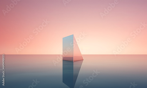 The shape of a 3d triangular wedge against a subtle minimalist gradient background