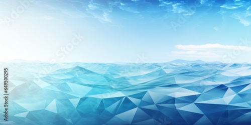 Ocean Water Creative Abstract Geometric Texture. Screen Wallpaper. Digiral Art. Abstract Bright Surface Geometrical Horizontal Background. Ai Generated Vibrant Texture Pattern.