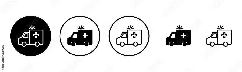 Ambulance icon set illustration. ambulance truck sign and symbol. ambulance car Ambulance icon set illustration. ambulance truck sign and symbol. ambulance car