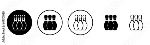 Bowling icon set illustration. bowling ball and pin sign and symbol.