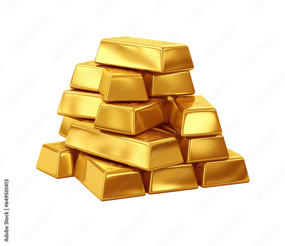Gold bars on a transparent background