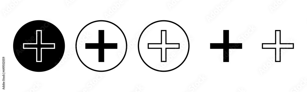Plus Icon set illustration. Add plus sign and symbol Plus Icon set illustration. Add plus sign and symbol