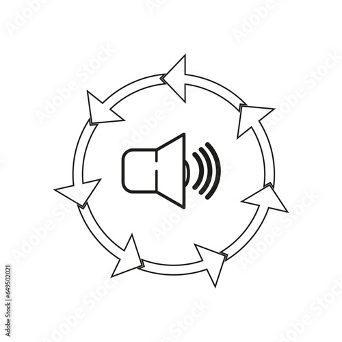 Volume reduce icon. Low noise level symbol. less hear icon. Reduction quiet icon. Speaker symbol. Vector illustration. EPS 10.