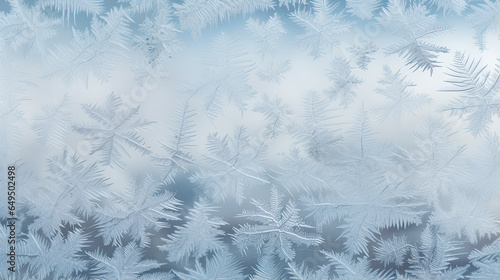 Winter frost patterns on glass. Ice crystals or cold winter background. 