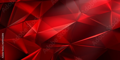 Red Creative Abstract Geometric Texture. Screen Wallpaper. Digiral Art. Abstract Bright Surface Geometrical Horizontal Background. Ai Generated Vibrant Texture Pattern.