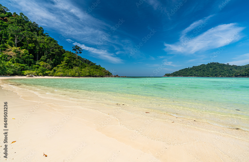 Tranquil Mai Ngam beach in beautiful day, Surin island national park, Phang Nga, Thailand,