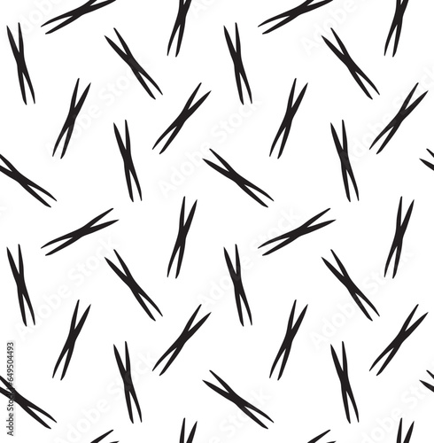 Vector seamless pattern of parrot bird footprint isolated on white background