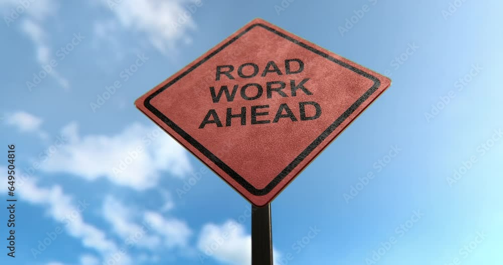 Road Work Ahead Sign in a 3D animation Road Work Ahead Sign in a 3D animation