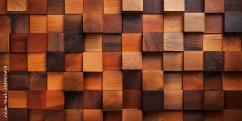 Wooden Teak Creative Abstract Geometric Texture. Screen Wallpaper. Digiral Art. Abstract Bright Surface Geometrical Horizontal Background. Ai Generated Vibrant Texture Pattern.