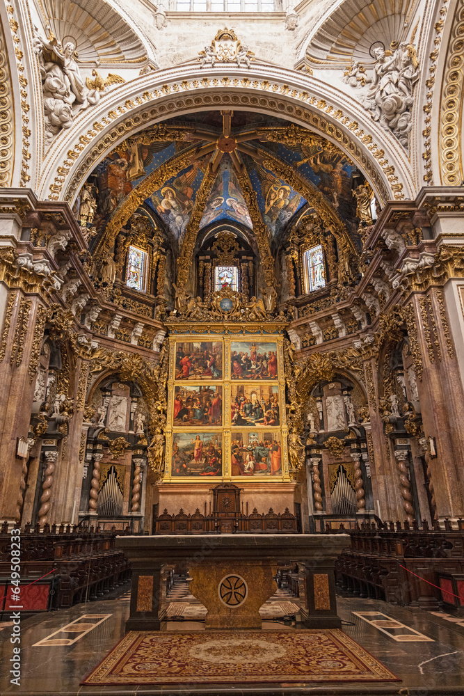 Spain, Valencia, Ornate main altar of Valencia Cathedral Spain, Valencia, Ornate main altar of Valencia Cathedral