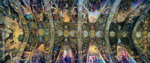 Spain, Valencia, Low angle view of frescos on ceiling in Co-cathedral of Saint Nicholas of Bari photo