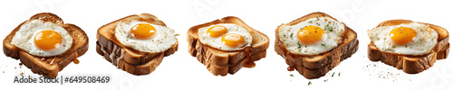 a set of Piece of toast with egg isolated on a transparent background