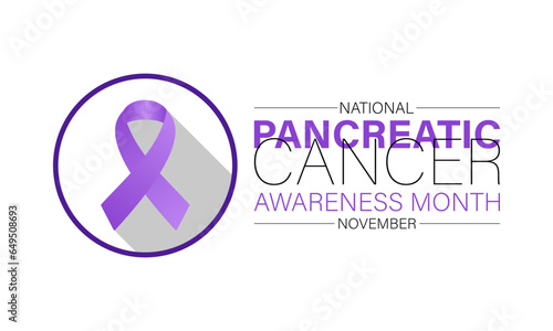 Pancreatic Cancer awareness month is observed every year in November. Background, banner, card, poster, template. Vector illustration.