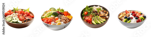 A set of different salad isolated on transparent background