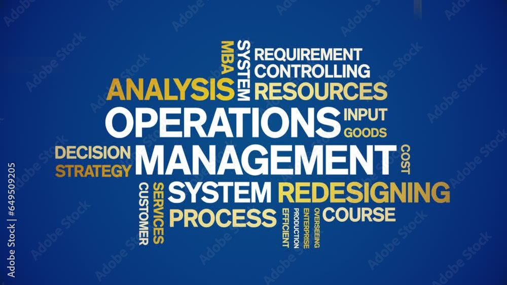 Operations Management animated tag word cloud;text design animation ...