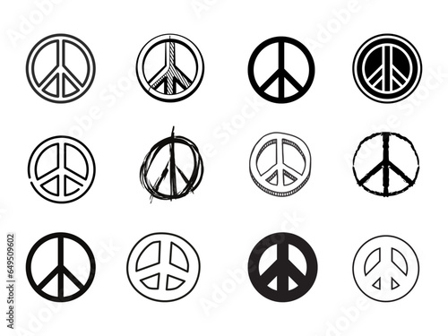 Peace Sign Icon Set. Peace Vector Illustration Logo Peace Signs Isolated Collection