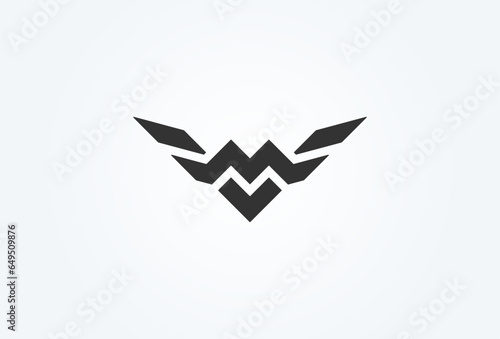 Initial MV or VM  Logo. monogram logo design combination of letters M and V form a wing. Flat Vector Logo Design Template. vector illustration photo