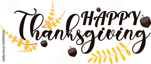 happy thanks giving typography vector art design
