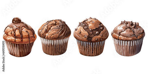 watercolor chocolate muffin clipart for graphic resources