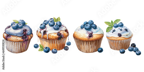 watercolor blueberry muffin clipart for graphic resources