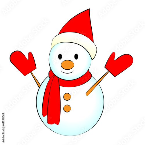 MerryChristmas.Illustration of a cute snowman.