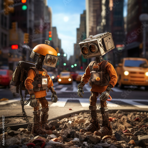 Semi-broken roadworkers robots