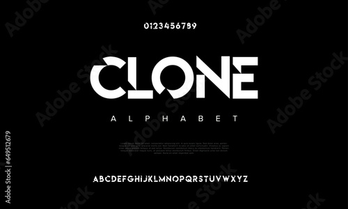 Clone creative modern urban alphabet font. Digital abstract moslem, futuristic, fashion, sport, minimal technology typography. Simple numeric vector illustration