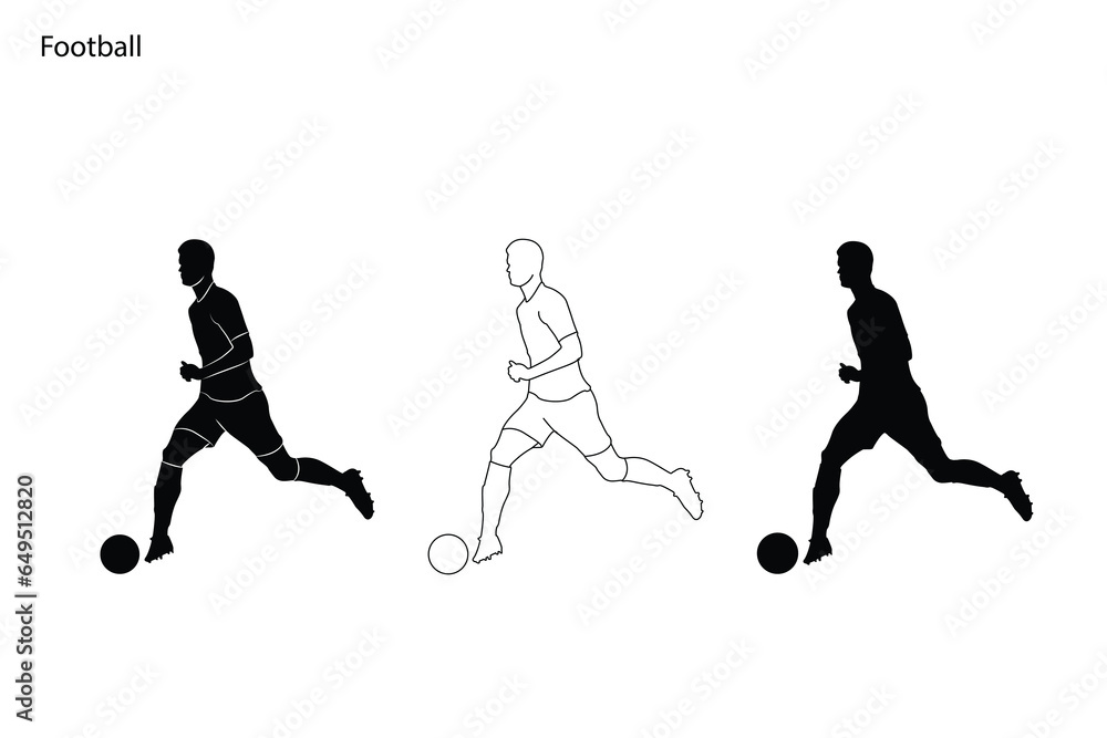 Football players vector silhouette illustration isolated on white background. 