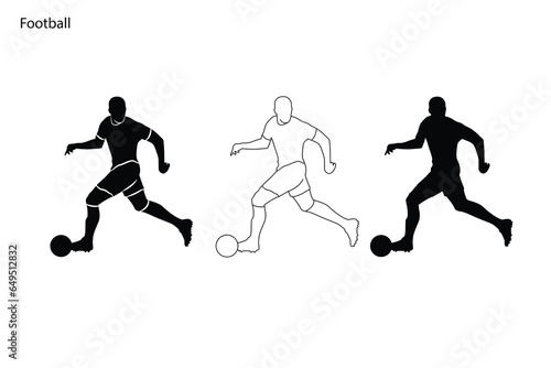 Football players vector silhouette illustration isolated on white background. 