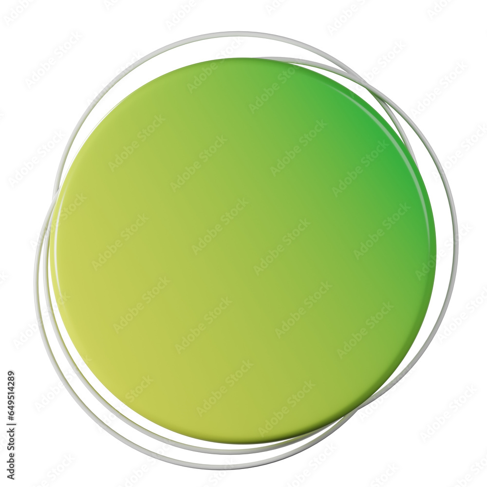 Circle shape, yellow green gradient 3d rendering.