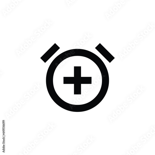 alarm add icon, vector illustration white background, element for design, alarm, time