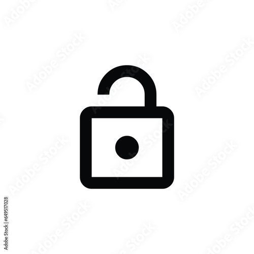 open lock icon, vector illustratin, black icon, white background