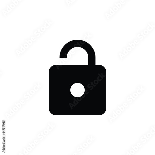 open lock icon, vector illustratin, black icon, white background