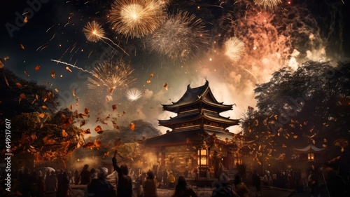 Japan festival celebrating with night sky background.