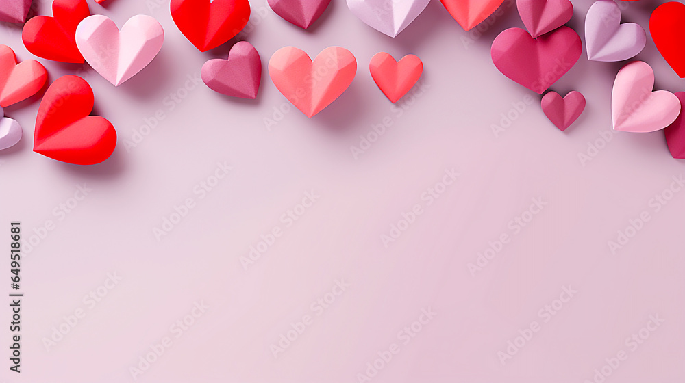 Pink copy space with heart ornament of three-dimensional Pink copy space with heart ornament of three-dimensional