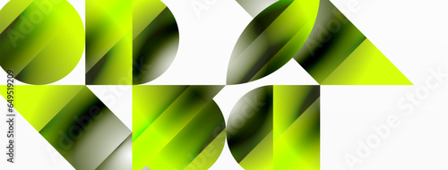 Serene gradient template. Circles and triangles mingle in minimalist perfection. Gentle fusion of forms and hues creates balanced yet captivating backdrop, embodying modern sophistication