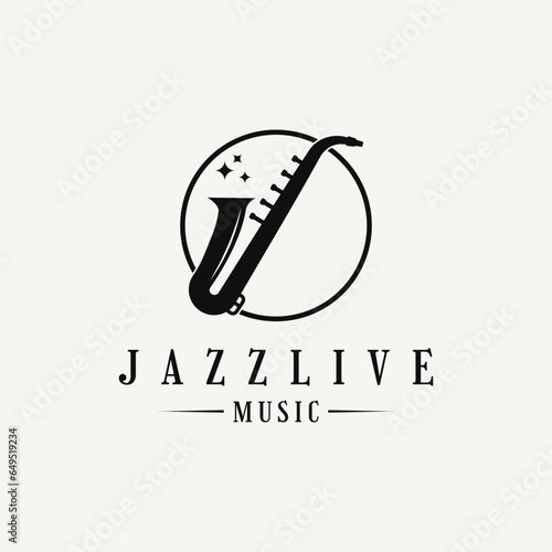 jazz live music logo design circle shape saxophone