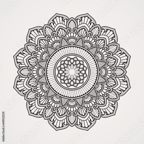 Canvas Print Circular flower pattern forming mandala