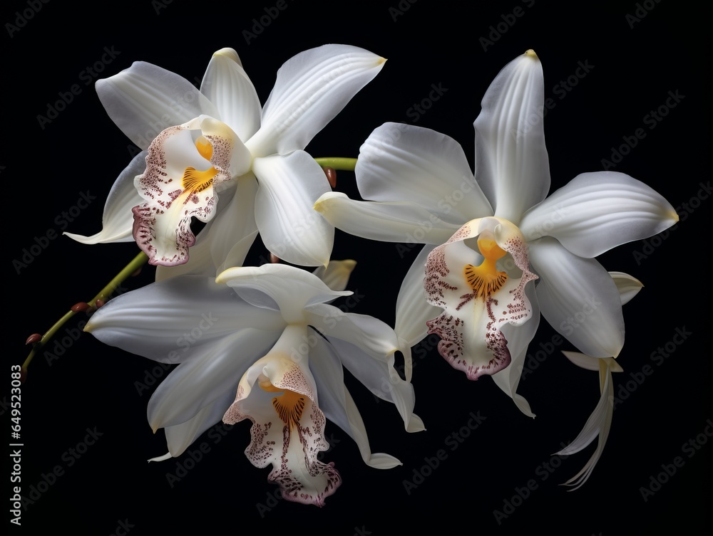 Fototapeta premium Orchids close up, Thai orchids.cymbidium hybrid orchid flower on black background