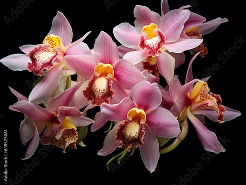 Orchids close up, Thai orchids.cymbidium hybrid orchid flower on black background