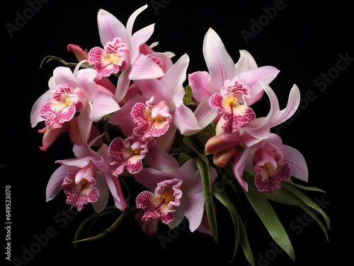 Orchids close up, Thai orchids.cymbidium hybrid orchid flower on black background
