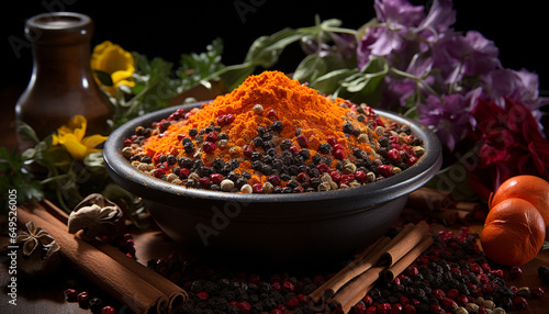 Freshness and nature enhance healthy eating with organic, gourmet spices generated by AI