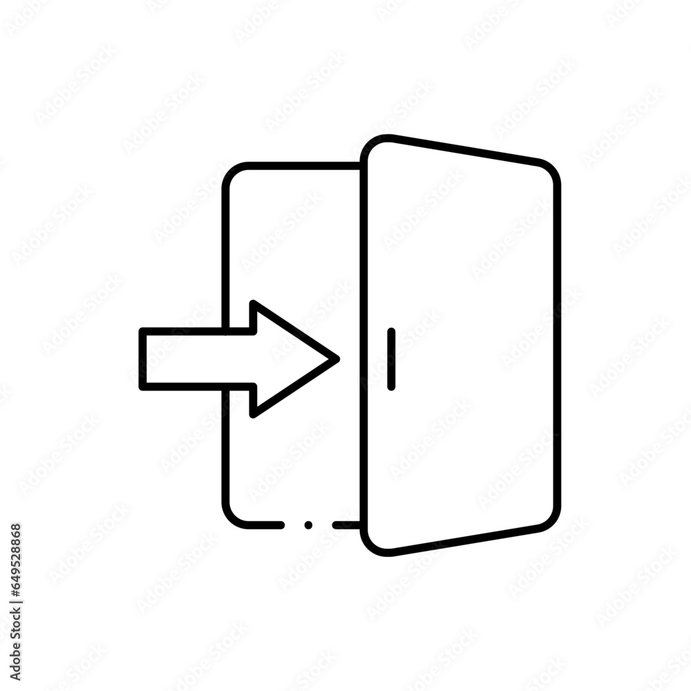 Emergency exit safety icon with black outline. exit, emergency, fire