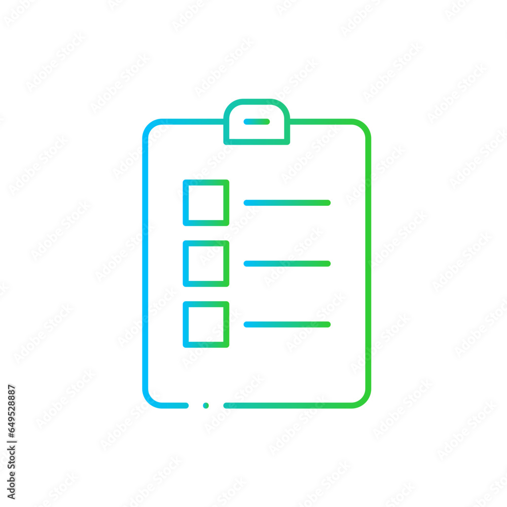 Checklist safety icon with blue and green gradient outline. checklist, check, list, mark, tick, sign, report. Vector illustration Checklist safety icon with blue and green gradient outline. checklist, check, list, mark, tick, sign, report. Vector illustration