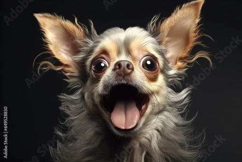 dog with funny face surprising with open mouth and big eyes
