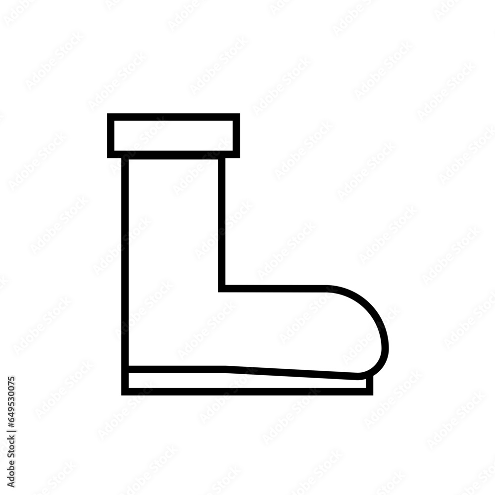 Boots farming icon with black outline. boot, shoe, western, wild west, vintage, retro, texas. Vector illustration