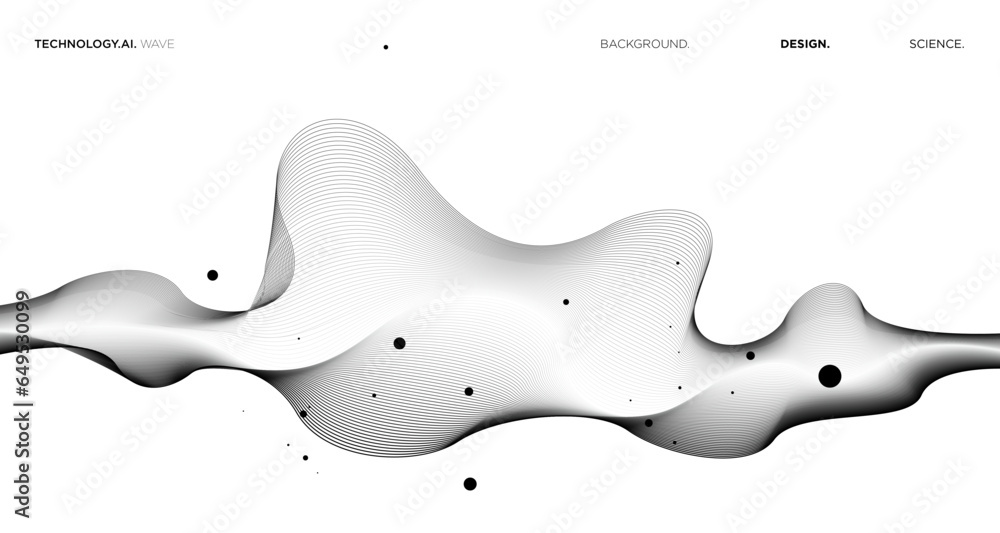 Vector abstract wavy lines flowing dynamic isolated on white background for concept of AI technology, digital, communication, 5G, science, music
