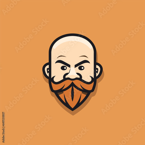 bald man hipster logo vector icon element isolated on orange background