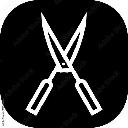 Pruning shears farming icon with black filled line outline. pruning, garden, scissors, work, gardening, plant, tool. Vector illustration